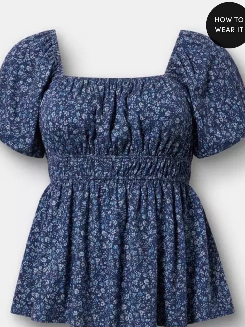 Torrid Blue Floral Puff-Sleeve Top